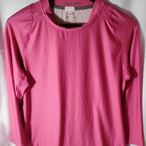 Nike Pro Dri-Fit Fitted Pink 3/4 Sleeve